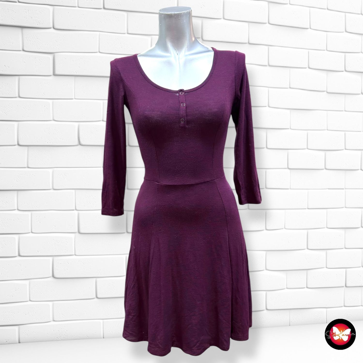 **HOY** Vestido de media manga BERSHKA color Uva Talla S