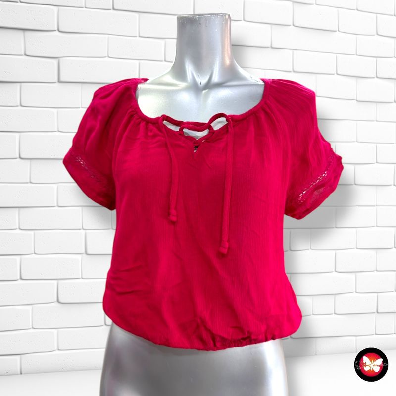 Blusa cropped de bambula HOLLISTER color Rojo Talla XS
