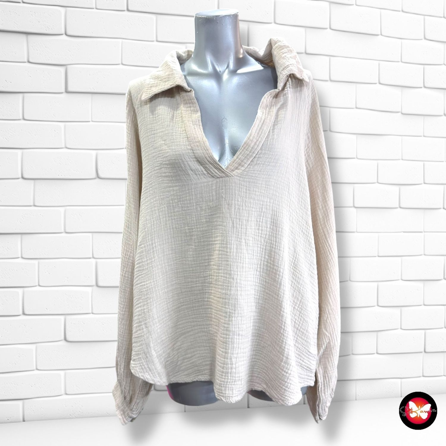 **HOY** Blusón de bambula  color Beige Talla ÚNICA GRANDE