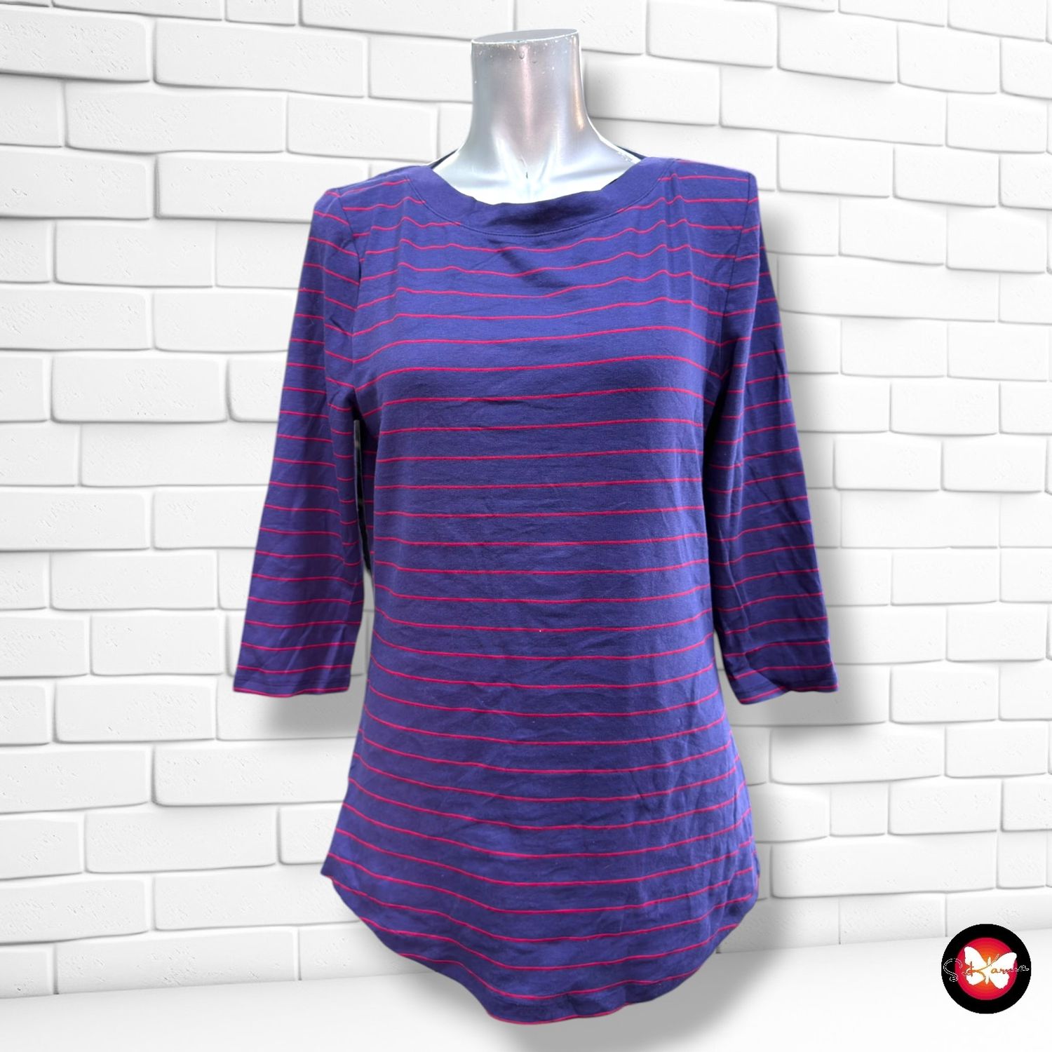 **HOY** Camiseta de media manga de rayitas ARABELLA &amp; ADDISON color Violeta y rojo Talla 42