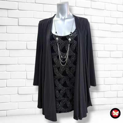 **HOY** Blusa de noche con chaqueta y collar CANDA color Negro Talla 44