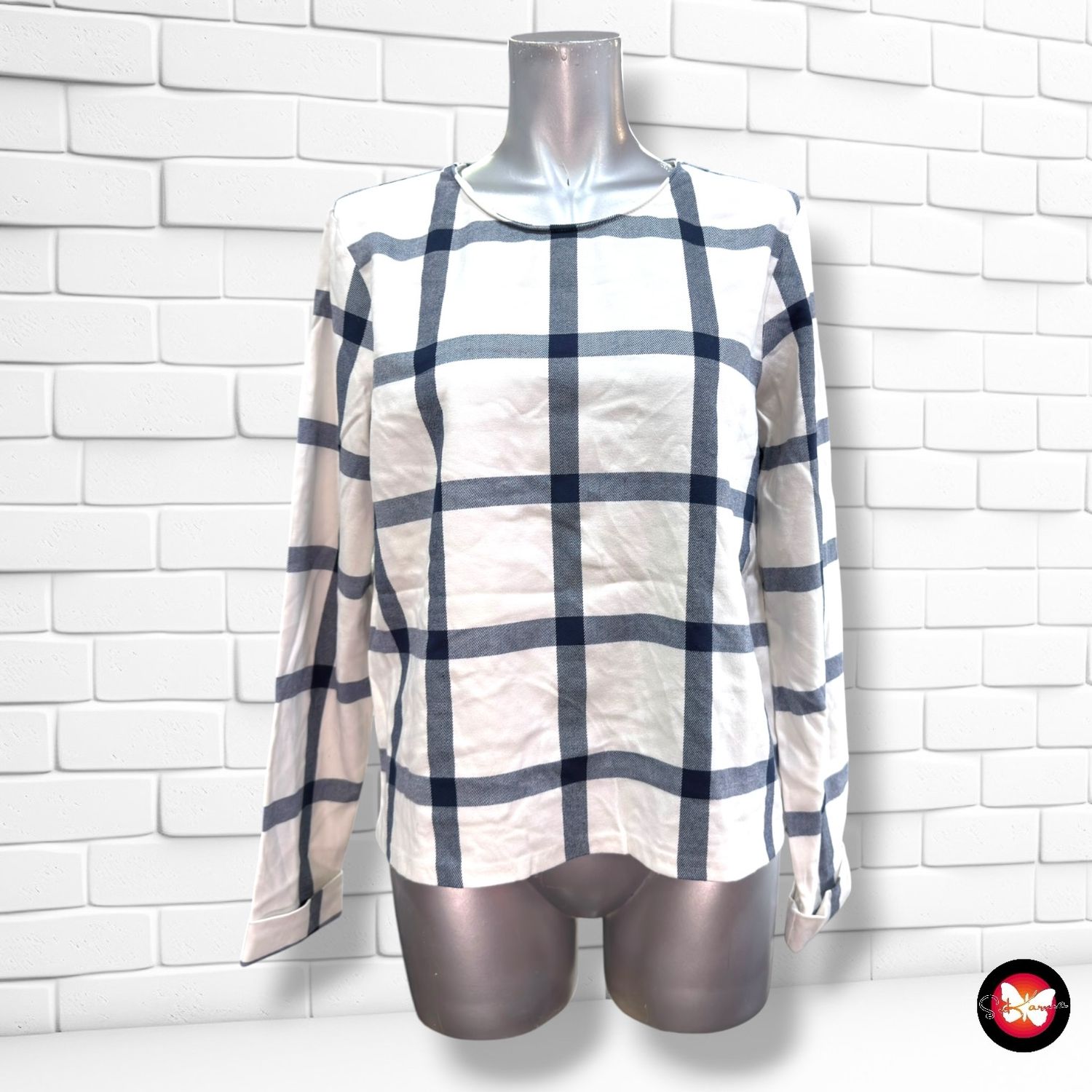 **HOY** Blusa de cuadros ZARA color Blanco y azul Talla M