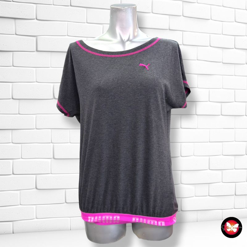 Camiseta de manga corta  PUMA color Gris y magenta Talla M/L