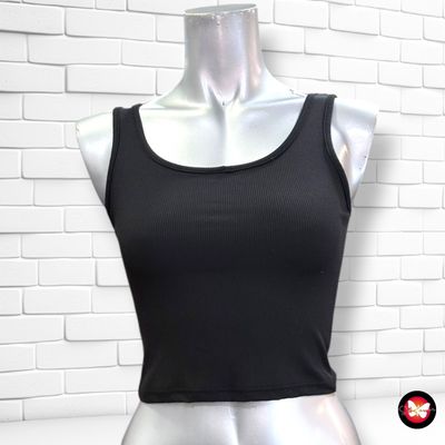 **HOY** Camiseta cropped de tirantes color Negro Talla S