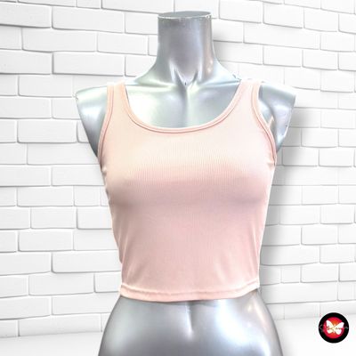 **HOY** Camiseta cropped de tirantes color Nude Talla S