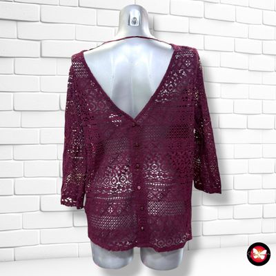 **HOY** Blusa traslúcida de encaje  KIABI color Granate Talla L