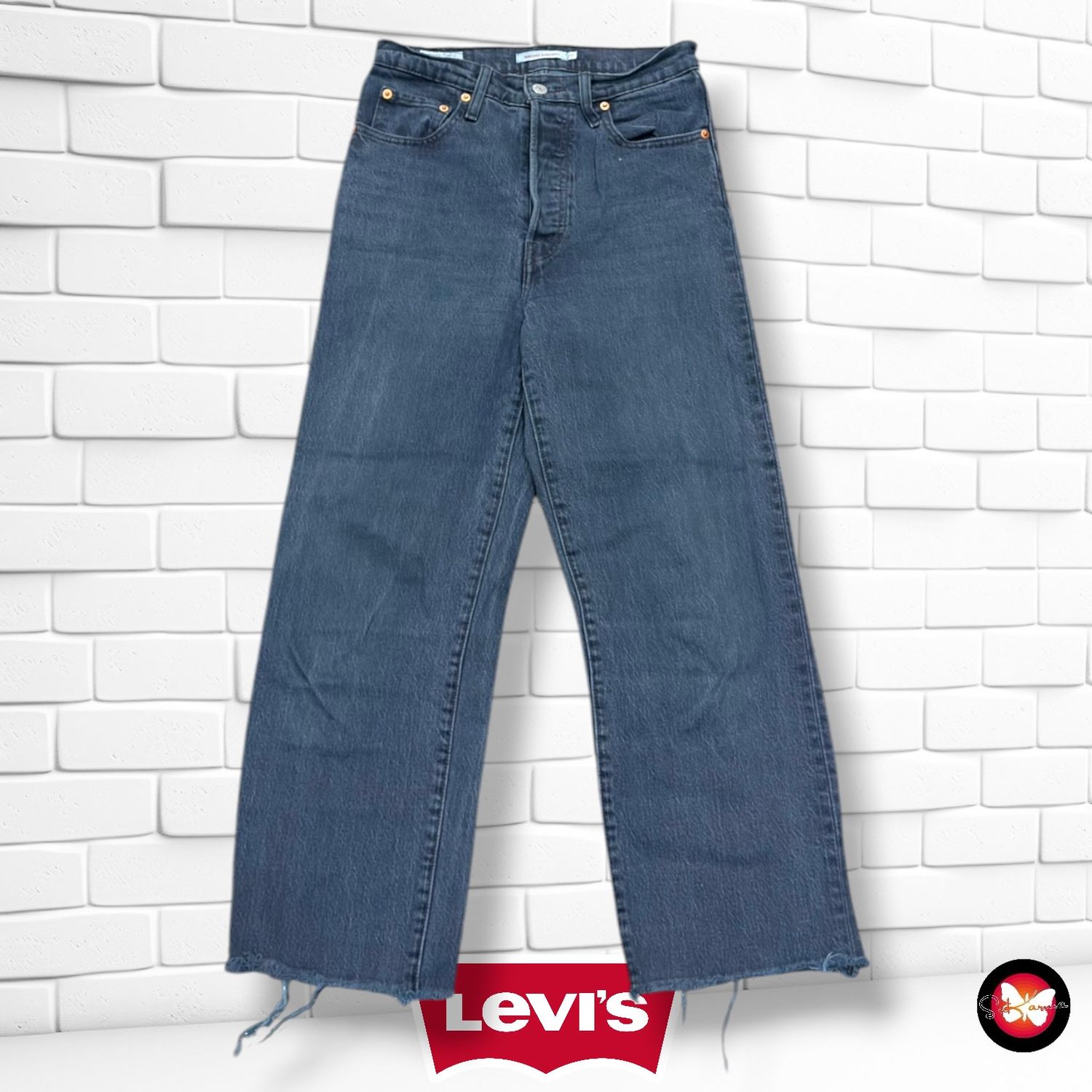 **HOY** Pantalón RIBCAGE STRAIGHT LEVI’S color Azul vaquero oscuro Talla S/M (W27)