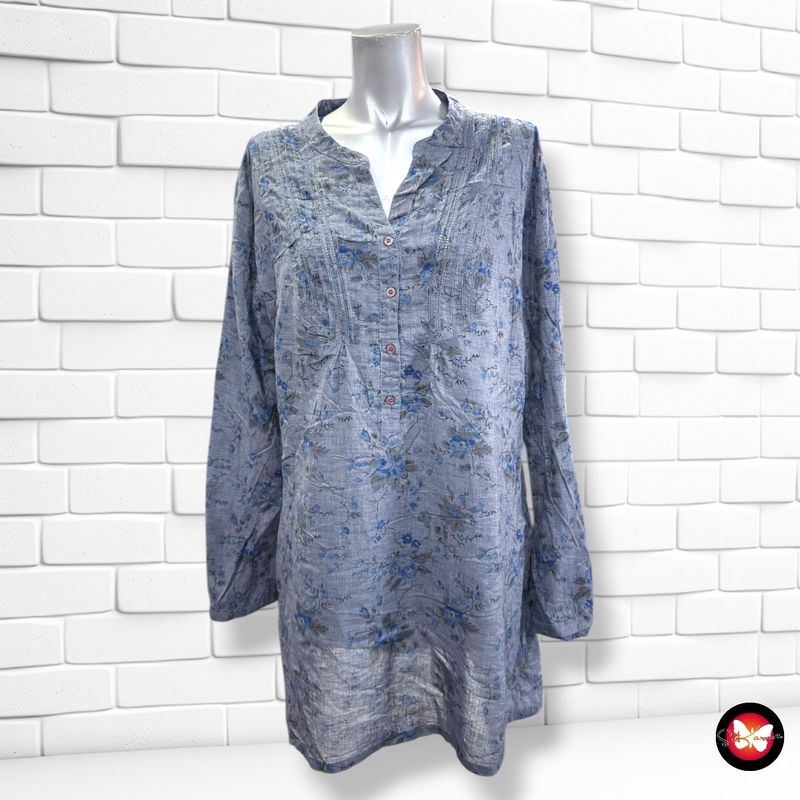 **HOY** Blusón de florecitas ETIREL color Gris y azul Talla 42