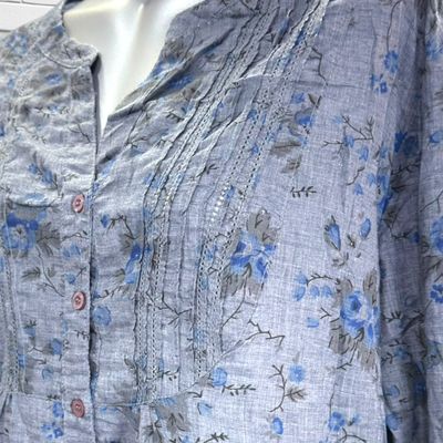 **HOY** Blusón de florecitas ETIREL color Gris y azul Talla 42