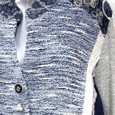 **HOY** Blazer patchwork JUST WHITE color Azul, blanco y gris Talla 48