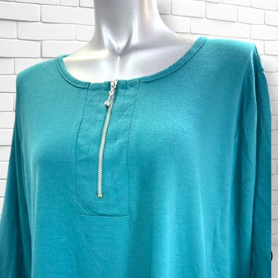 **HOY** Camiseta de media manga con cremallera color Turquesa Talla XXL