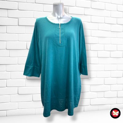 **HOY** Camiseta de media manga con cremallera color Turquesa Talla XXL