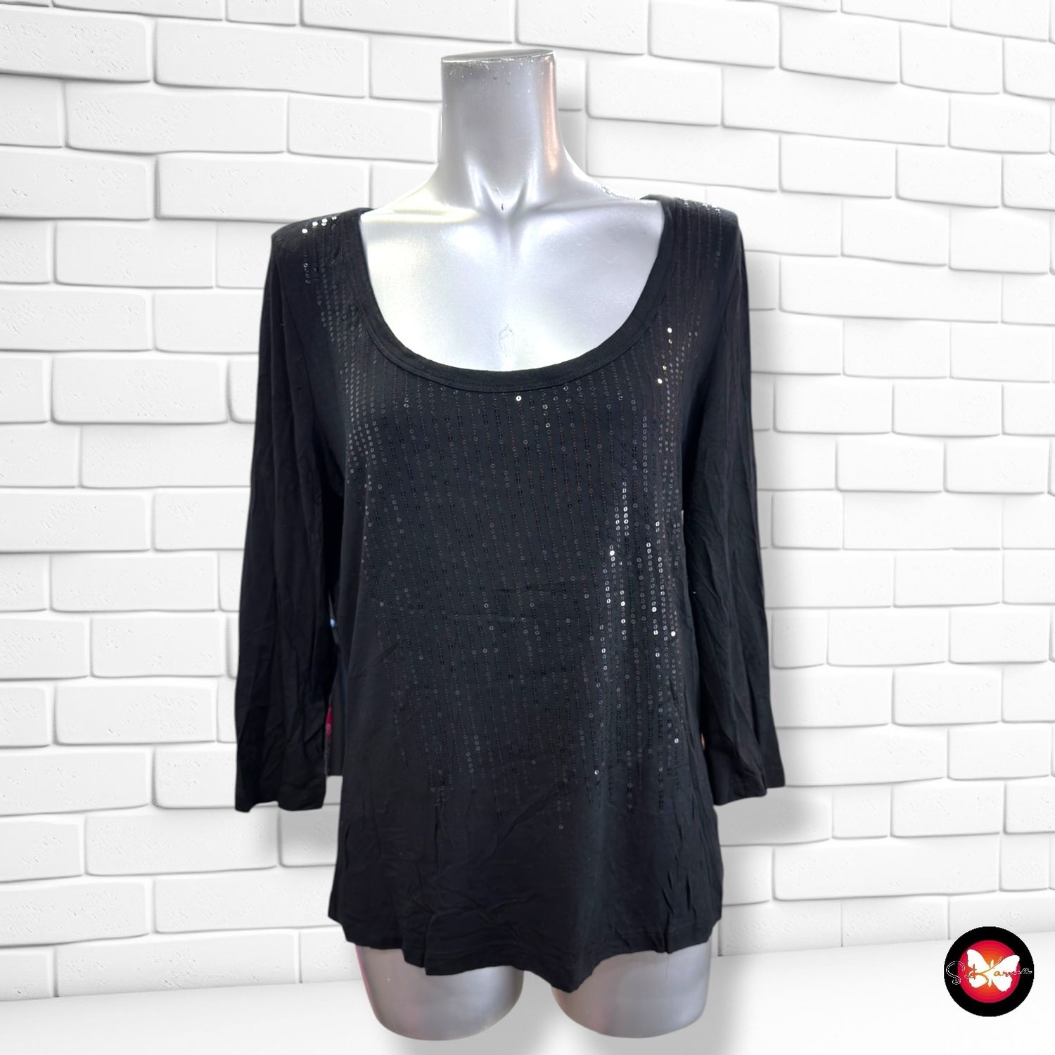 **HOY** Camiseta de media manga con lentejuelas OLTRE color Negro Talla L