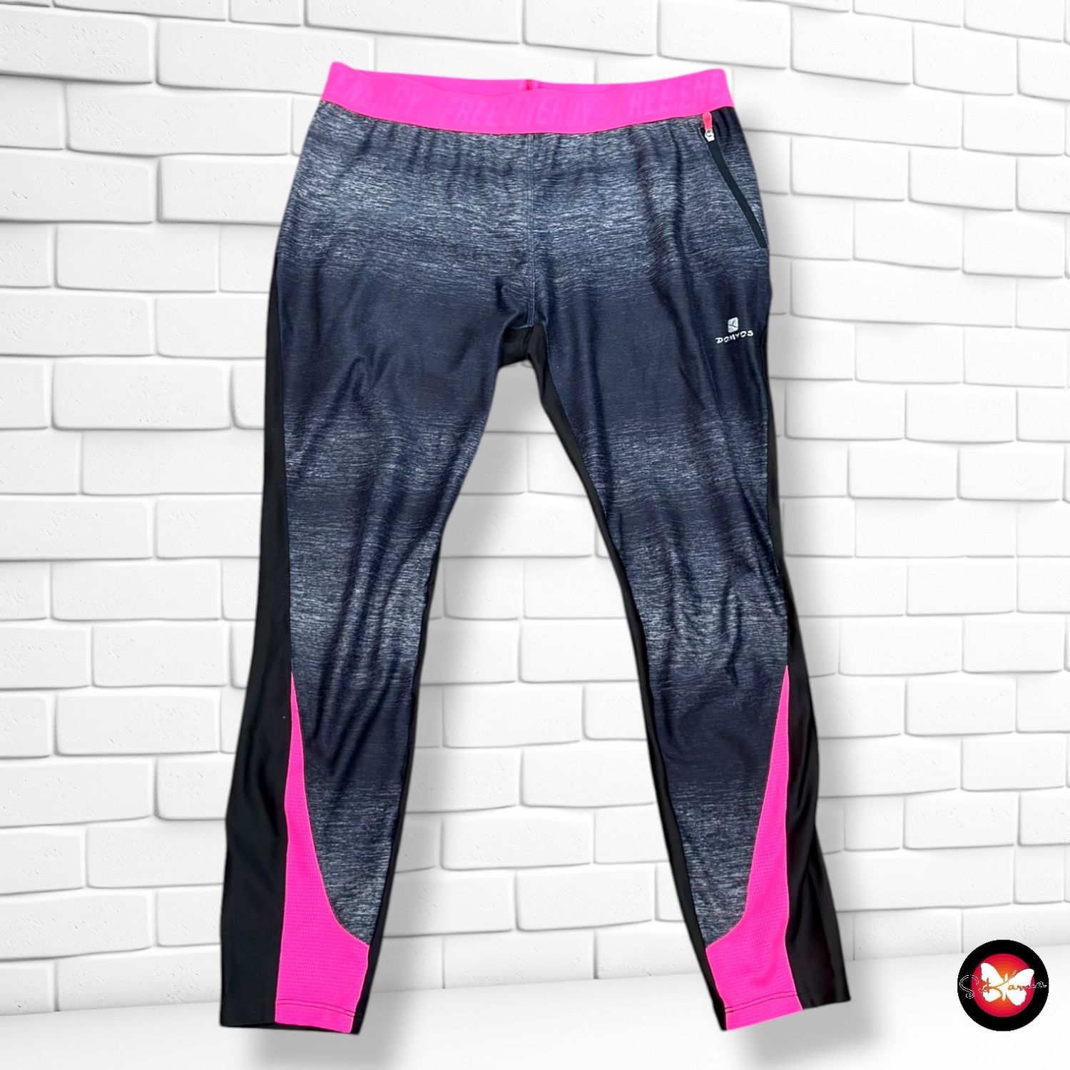 **HOY** Mallas deportivas DOMYOS color Negro, gris y rosa Talla L