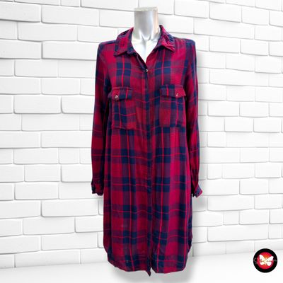 **HOY** Vestido camisero de cuadros  KIABI color Rojo y azul Talla 34