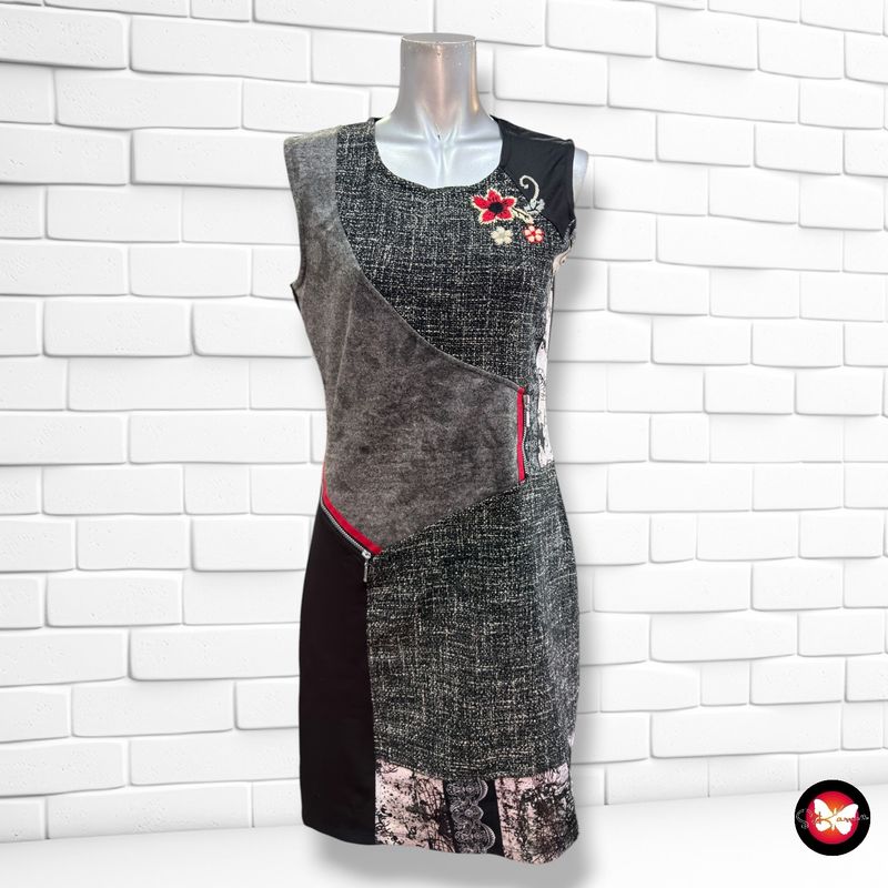 **HOY** Vestido sin mangas patchwork KALISSON color Negro y gris Talla M