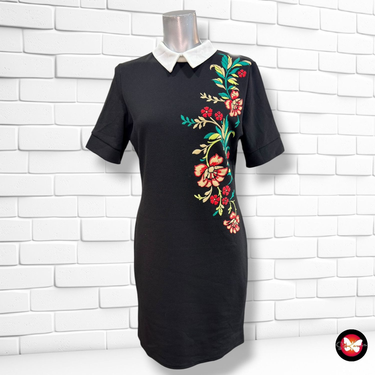 **HOY** Vestido con flores NEW LOOK color Negro Talla 38 (10UK)