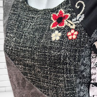 **HOY** Vestido sin mangas patchwork KALISSON color Negro y gris Talla M