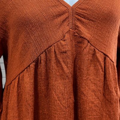 **HOY** Vestido de mangas abullonadas PRIMARK color Marrón Talla S