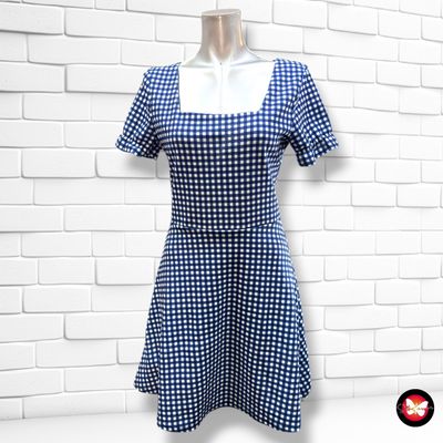**HOY** Vestido de cuadritos JENNYFER color Azul y blanco Talla M