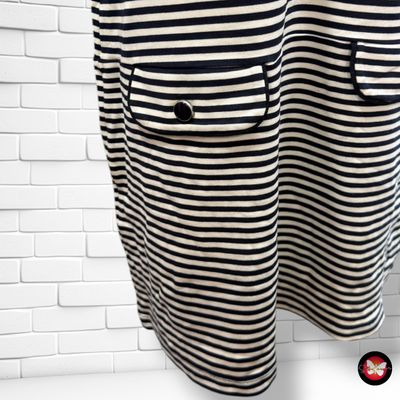 **HOY** Vestido de manga corta de rayitas CORTEFIEL color Blanco y azul marino Talla L