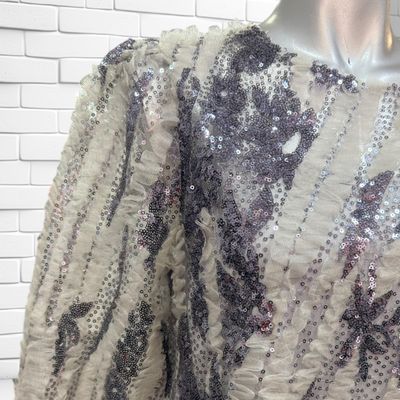 **HOY** Vestido de noche de gasa y lentejuelas ZARA color Gris Talla M