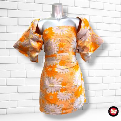 **HOY** Vestido de ceremonia con mangas abullonadas ASOS color Naranja y gris Talla 36