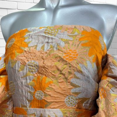 **HOY** Vestido de ceremonia con mangas abullonadas ASOS color Naranja y gris Talla 36