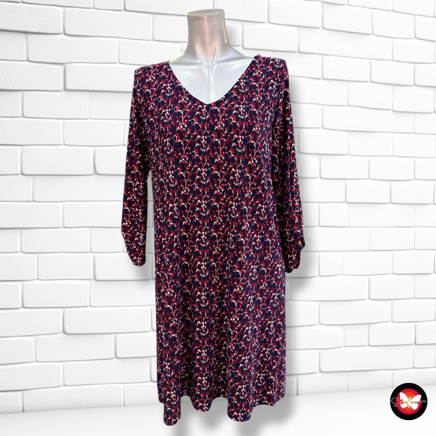 **HOY** Vestido de media manga IN EXTENSO color Azul y granate Talla S