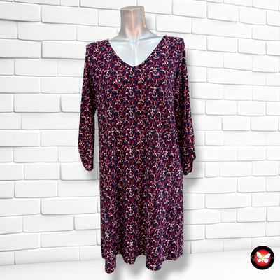 **HOY** Vestido de media manga IN EXTENSO color Azul y granate Talla S