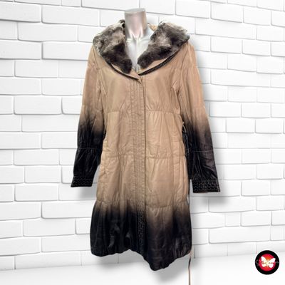 **HOY** Abrigo acolchado de piel  color Taupe y negro Talla S/M