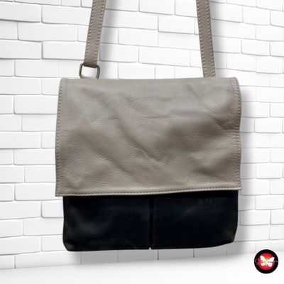 **HOY** Bolso bandolera de piel  color Negro y gris Talla PEQUEÑO