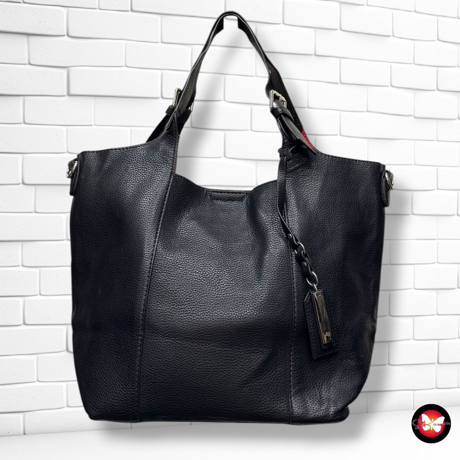 Bolso de hombro ANNA FIELD color Negro y rojo Talla MEDIANO