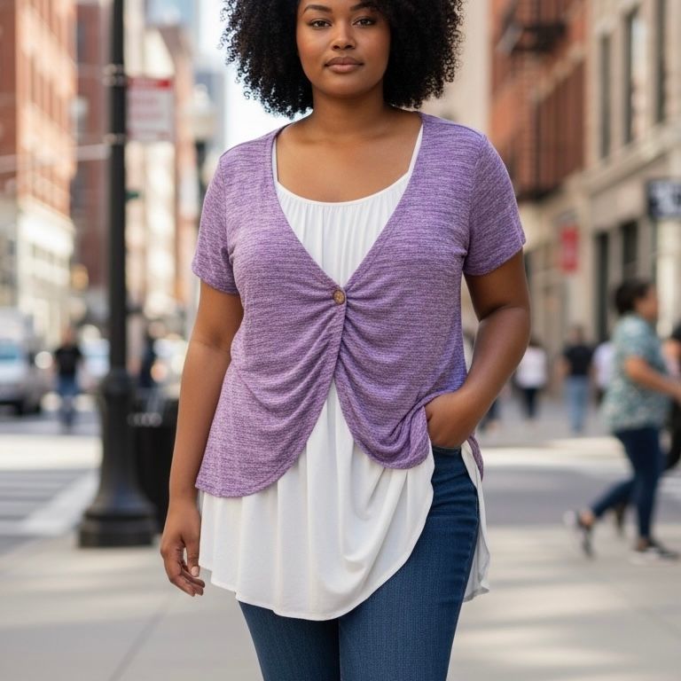 Blusa + chaqueta  color Lila y blanco Talla XL