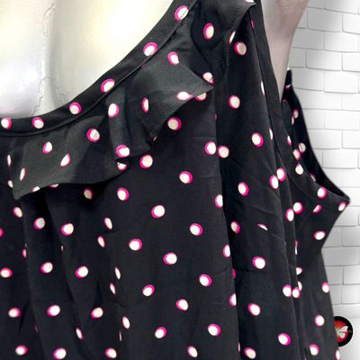 **HOY** Blusa de tirantes con lunares YESSICA color Negro, blanco y magenta Talla 48