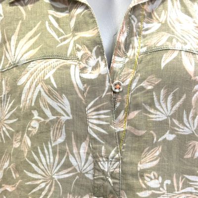 **HOY** Blusón de lino WHITE STUFF color Verde oliva y beige Talla 40