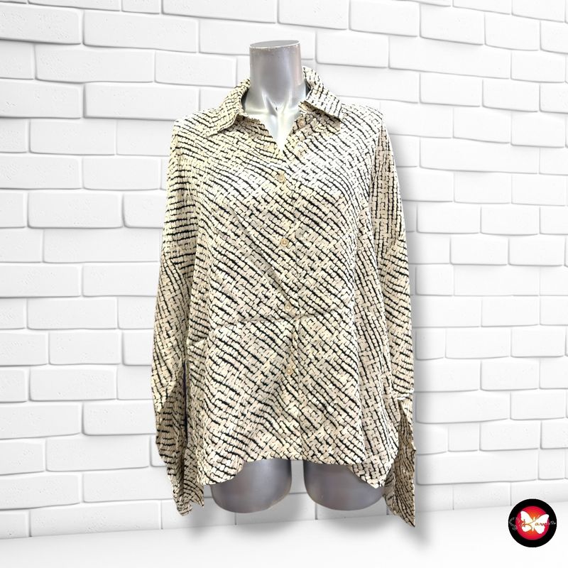 Camisa satinada DRYKORN color Beige y negro Talla 38 (grande)