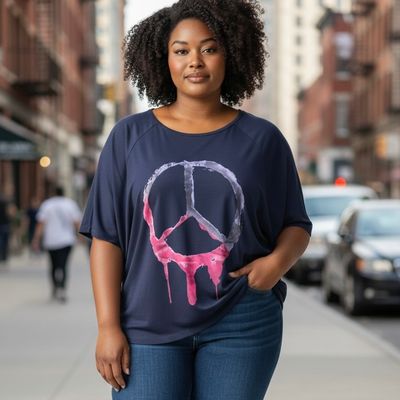 **HOY** Camiseta de manga corta “PAZ” GINA BENOTTI color Azul Talla 52/54