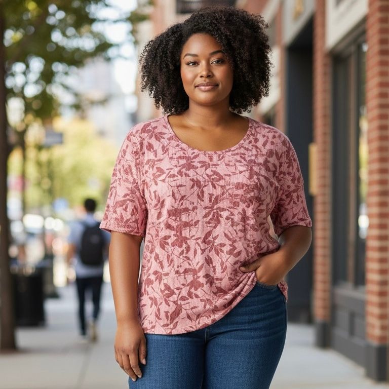 Camiseta de manga corta de flores  JANINA color Rosa Talla XL