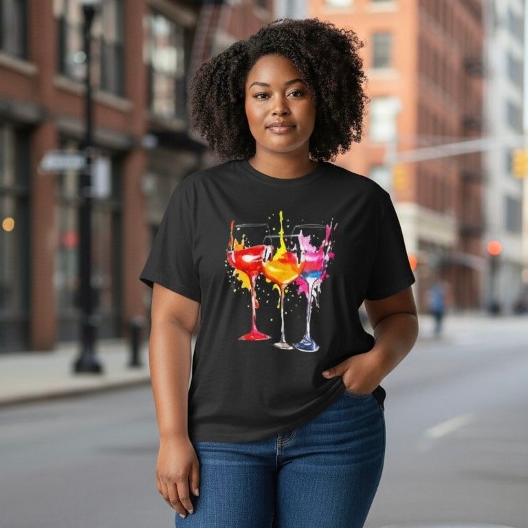 Camiseta de manga corta “COPAS”  color Negro Talla XL