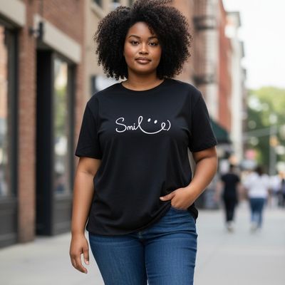 **HOY** Camiseta de manga corta “SMILE” color Negro Talla XXL