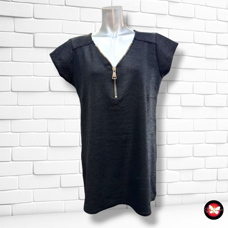 **HOY** Blusón de manga corta   color Negro Talla ÚNICA