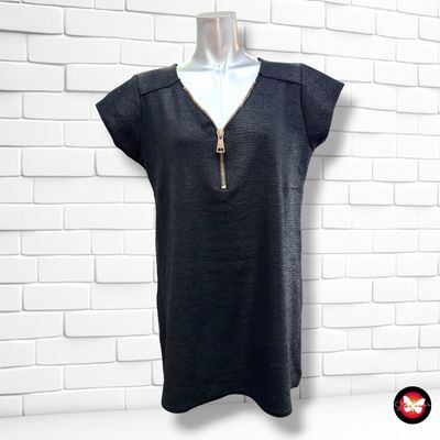 **HOY** Blusón de manga corta color Negro Talla ÚNICA