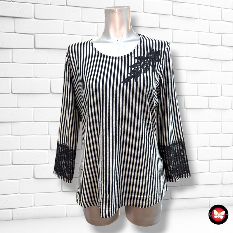 **HOY** Camiseta de manga larga con encaje KENNY S. color Negro y gris Talla 36