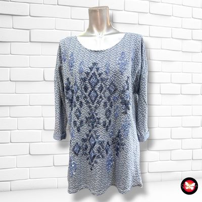 **HOY** Jersey finito con lentejuelas ZAMBA color Azul y blanco Talla XL
