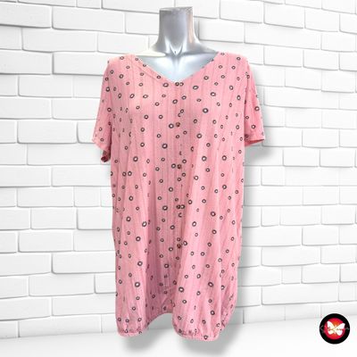 **HOY** Blusa de manga corta con florcitas GINA BENOTTI color Rosa y negro Talla 44/46