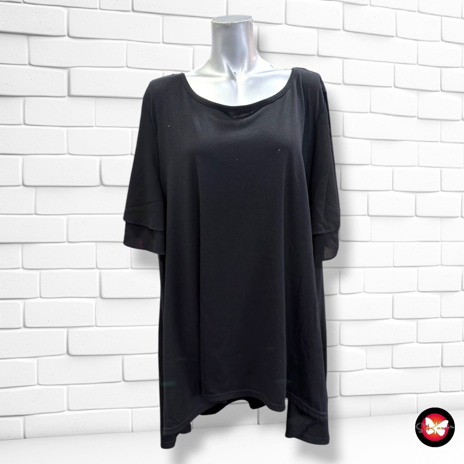 **HOY** Camiseta con mangas volantes de blusa JANINA color Negro Talla 46/48