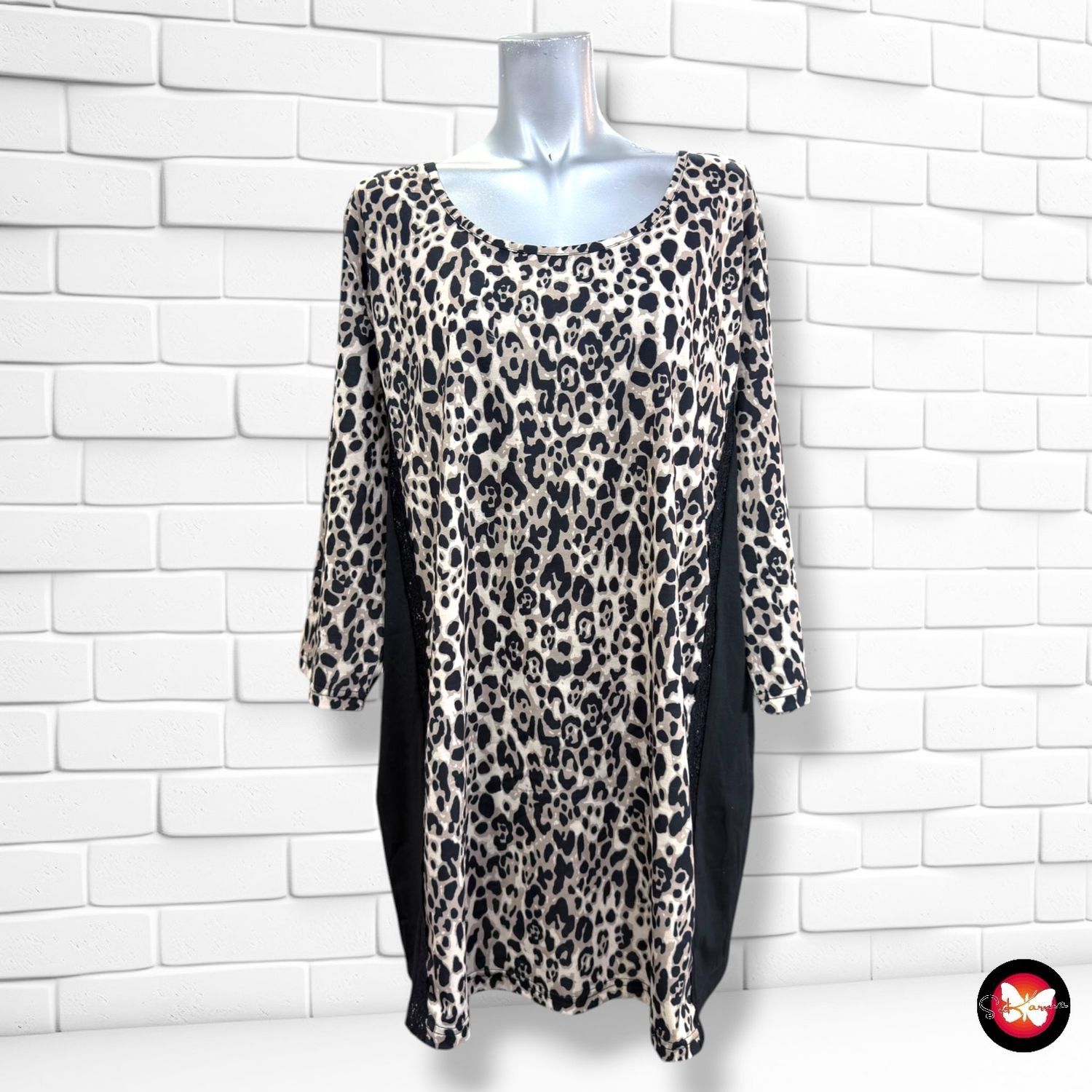 **HOY** Camiseta de media manga con leopardo M.COLLECTION color Negro y beige Talla 50