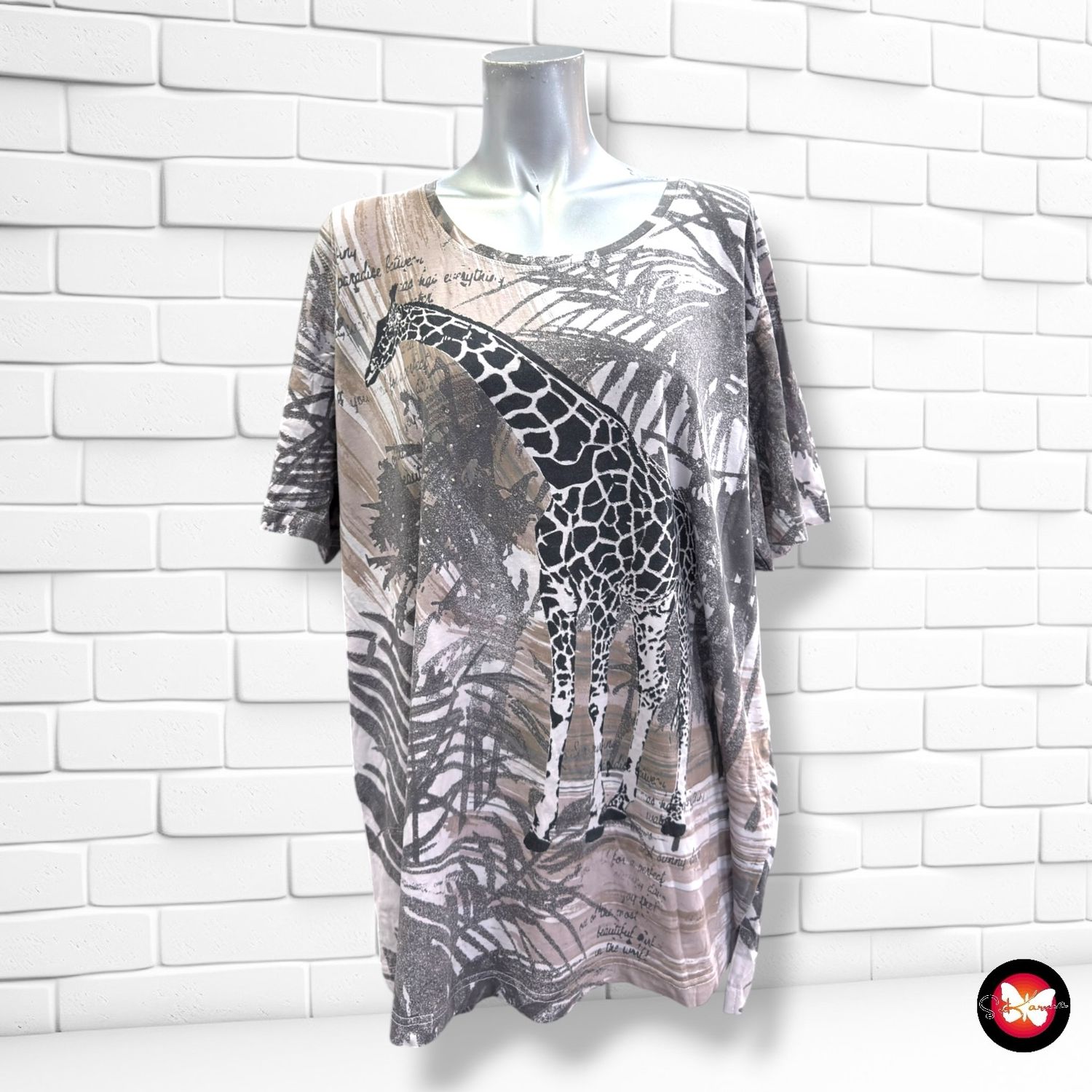 Camiseta de manga corta estampada  color Taupe Talla XXL