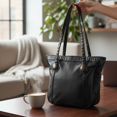 Bolso de hombro de piel PASCAL color Negro Talla MEDIANO